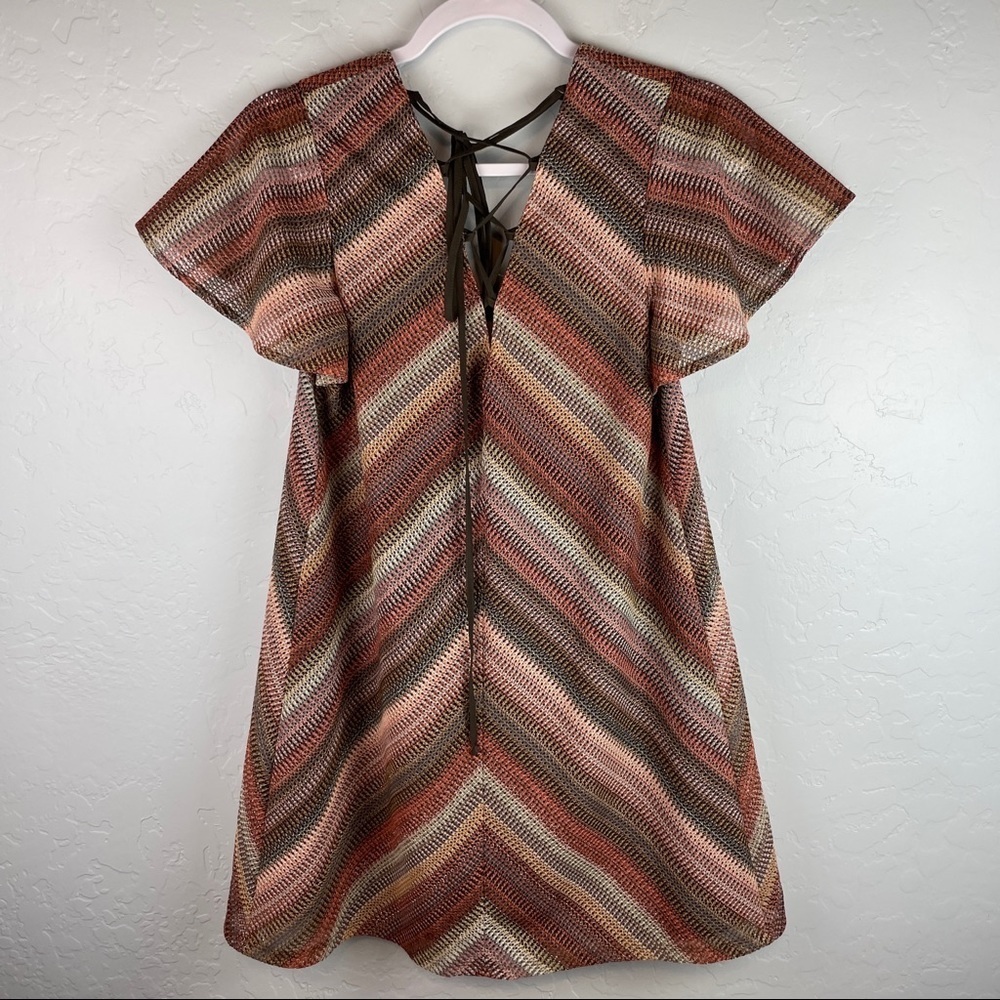 Bcbgeneration Chevron Lace Back Flutter Sleeve V-… - image 5